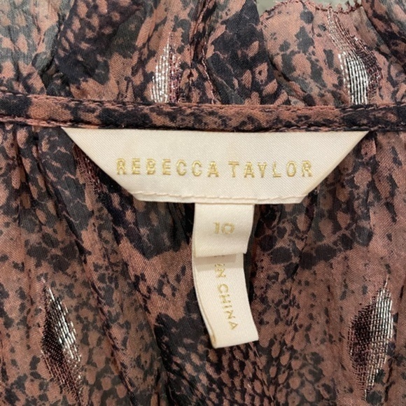 REBECCA TAYLOR Silk Maroon Ruffled Long Sleeve Blouse Size 10 - Picture 4 of 6